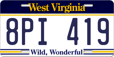 WV license plate 8PI419