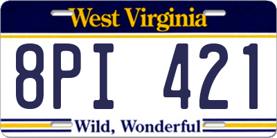 WV license plate 8PI421