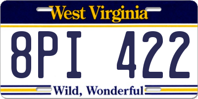 WV license plate 8PI422