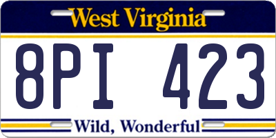 WV license plate 8PI423