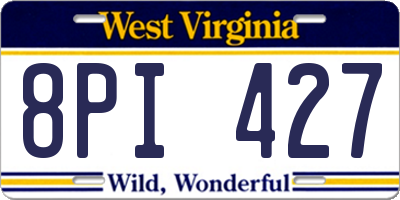 WV license plate 8PI427