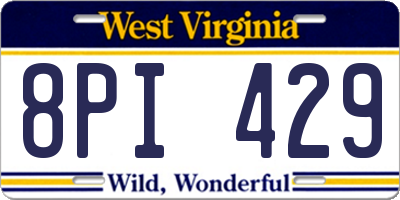 WV license plate 8PI429
