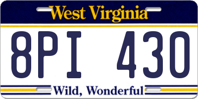 WV license plate 8PI430