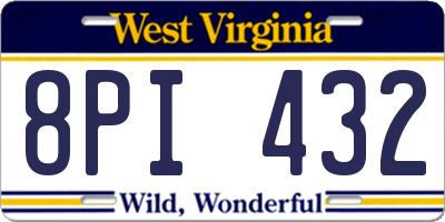 WV license plate 8PI432