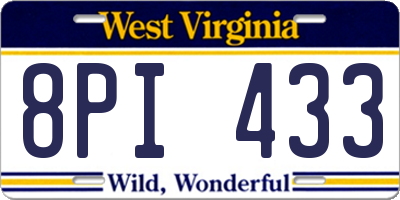 WV license plate 8PI433