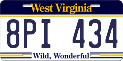 WV license plate 8PI434