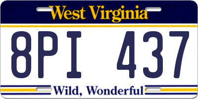 WV license plate 8PI437