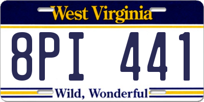 WV license plate 8PI441