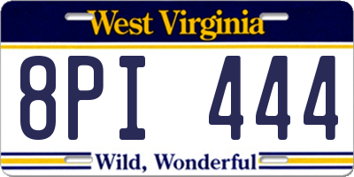 WV license plate 8PI444