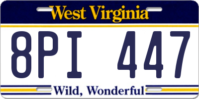 WV license plate 8PI447