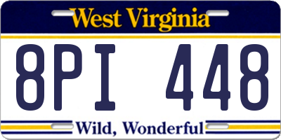 WV license plate 8PI448