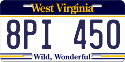 WV license plate 8PI450