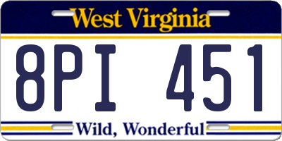 WV license plate 8PI451