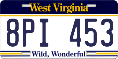 WV license plate 8PI453