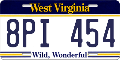 WV license plate 8PI454