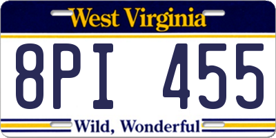 WV license plate 8PI455