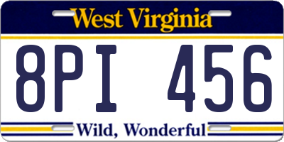 WV license plate 8PI456