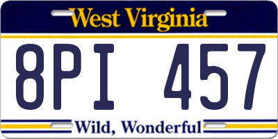 WV license plate 8PI457