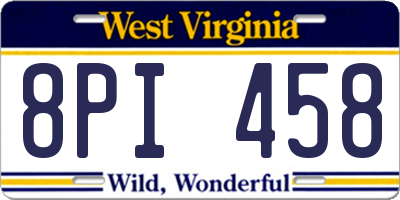 WV license plate 8PI458