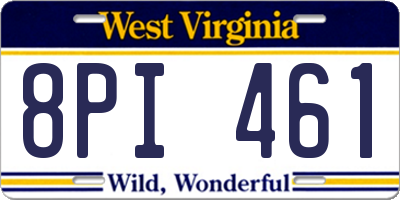 WV license plate 8PI461