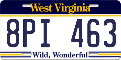 WV license plate 8PI463