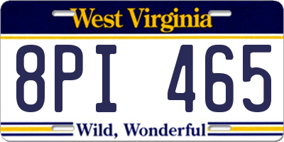 WV license plate 8PI465