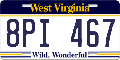 WV license plate 8PI467