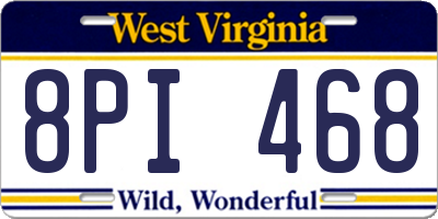 WV license plate 8PI468