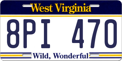 WV license plate 8PI470