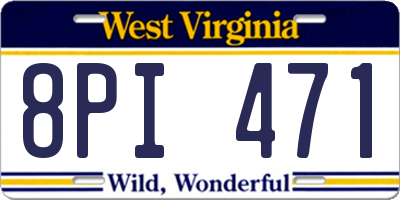 WV license plate 8PI471