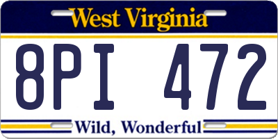 WV license plate 8PI472