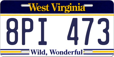 WV license plate 8PI473