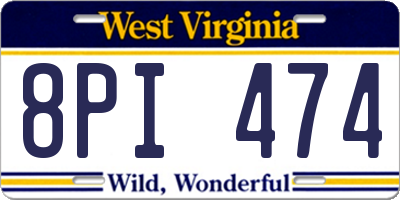 WV license plate 8PI474