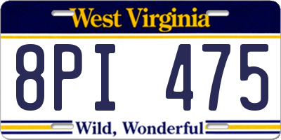WV license plate 8PI475