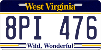 WV license plate 8PI476