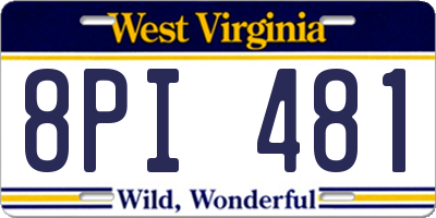 WV license plate 8PI481