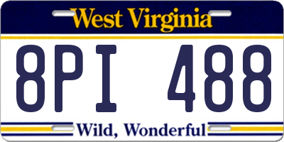 WV license plate 8PI488