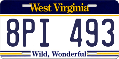 WV license plate 8PI493