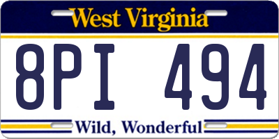 WV license plate 8PI494