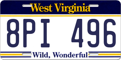 WV license plate 8PI496