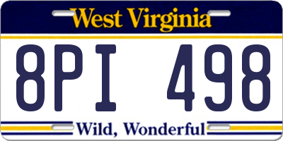 WV license plate 8PI498