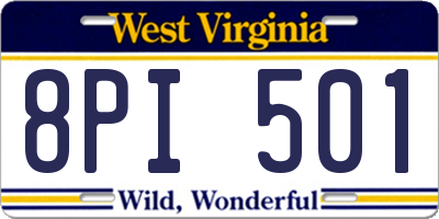 WV license plate 8PI501