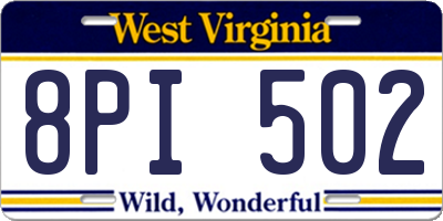 WV license plate 8PI502