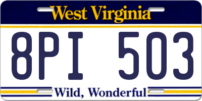 WV license plate 8PI503