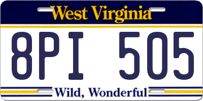 WV license plate 8PI505