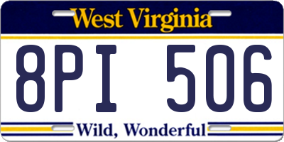 WV license plate 8PI506