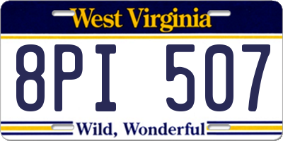 WV license plate 8PI507