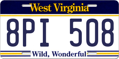 WV license plate 8PI508