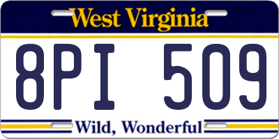 WV license plate 8PI509