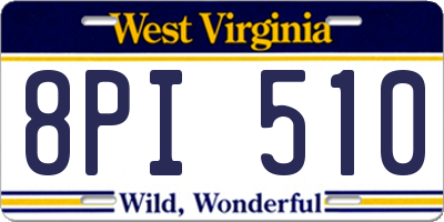 WV license plate 8PI510